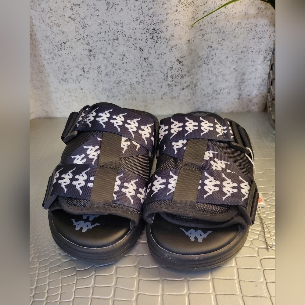 Kappa NWOT 222 Banda 1  Black and White Slide Sandals Size 6.5 - Picture 16 of 16